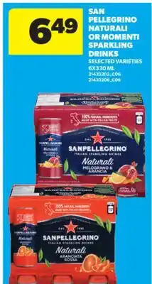 Real Canadian Superstore SAN PELLEGRINO NATURALI OR MOMENTI SPARKLING DRINKS, 6X330 ML offer