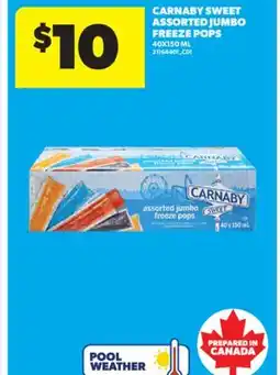 Real Canadian Superstore CARNABY SWEET ASSORTED JUMBO FREEZE POPS, 40X150 ML offer