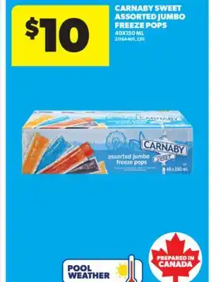 Real Canadian Superstore CARNABY SWEET ASSORTED JUMBO FREEZE POPS, 40X150 ML offer