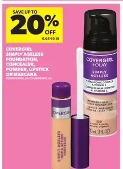 Real Canadian Superstore COVERGIRL SIMPLY AGELESS FOUNDATION, CONCEALER, POWDER, LIPSTICK OR MASCARA offer