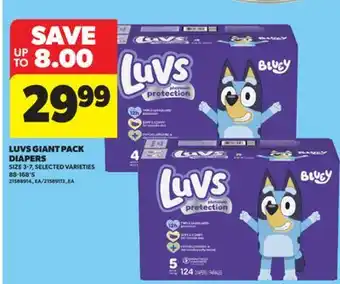 Real Canadian Superstore LUVS GIANT PACK DIAPERS, 88-168'S offer