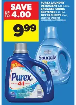 Real Canadian Superstore PUREX LAUNDRY DETERGENT, 4.08-4.43L, SNUGGLE FABRIC SOFTENER, 2.77L OR DRYER SHEETS 200'S offer