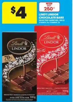 Real Canadian Superstore LINDT LINDOR CHOCOLATE BARS, 100 G offer
