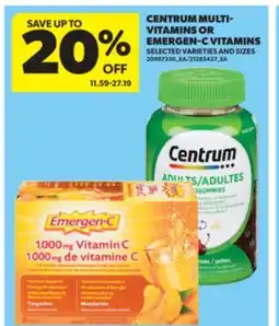 Real Canadian Superstore CENTRUM MULTI-VITAMINS OR EMERGEN-C VITAMINS offer