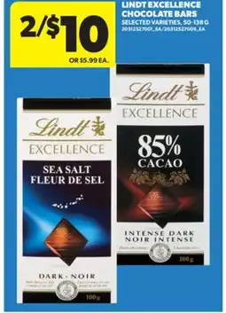 Real Canadian Superstore LINDT EXCELLENCE CHOCOLATE BARS, 50-138G offer