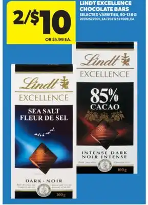 Real Canadian Superstore LINDT EXCELLENCE CHOCOLATE BARS, 50-138G offer