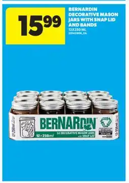 Real Canadian Superstore BERNARDIN DECORATIVE MASON JARS WITH SNAP LID AND BANDS, 12X250ML offer