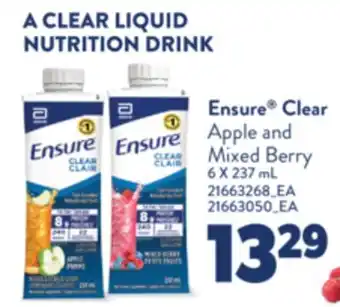 Real Canadian Superstore ENSURE CLEAR APPLE AND MIXED BERRY, 6X237 ML offer