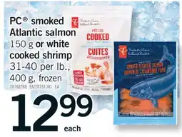 Fortinos PC SMOKED ATLANTIC SALMON, 150 G OR WHITE COOKED SHRIMP, 31-40 PER LB., 400 G offer