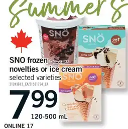 Fortinos SNO FROZEN NOVELTIES OR ICE CREAM, 120-500 mL offer