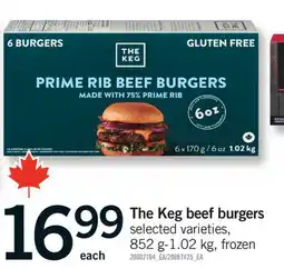 Fortinos THE KEG BEEF BURGERS, 852 G-1.02 KG offer