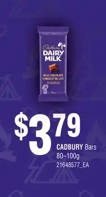 Fortinos CADBURY BARS, 80-100G offer