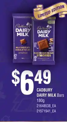 Fortinos CADBURY DAIRY MILK BARS, 180G offer