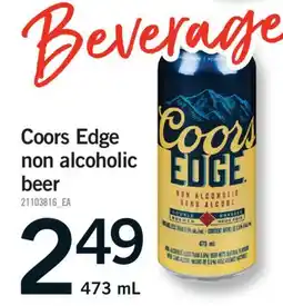 Fortinos COORS EDGE NON ALCOHOLIC BEER, 473 ML offer