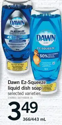 Fortinos DAWN EZ-SQUEEZE LIQUID DISH SOAP, 366/443 mL offer