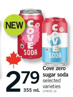 Fortinos COVE ZERO SUGAR SODA, 355 ML offer
