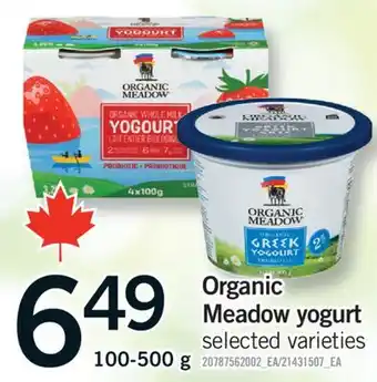 Fortinos ORGANIC MEADOW YOGURT, 100-500 G offer