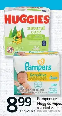 Fortinos PAMPERS OR HUGGIES WIPES, 168-216'S offer
