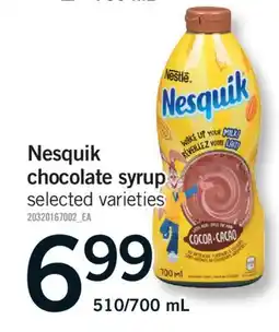Fortinos NESQUIK CHOCOLATE SYRUP, 510/700 mL offer