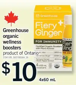 Fortinos GREENHOUSE ORGANIC WELLNESS BOOSTERS, 4X60 ML offer