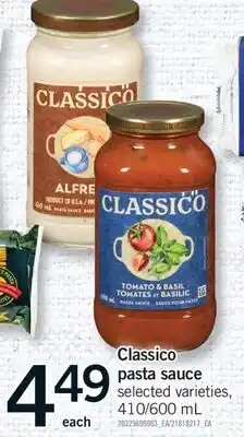 Fortinos CLASSICO PASTA SAUCE, 410/600 mL offer