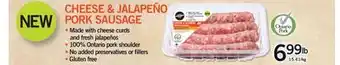 Fortinos CHEESE & JALAPEÑO PORK SAUSAGES offer