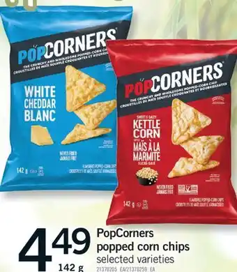 Fortinos POPCORNERS POPPED CORN CHIPS, 142 G offer