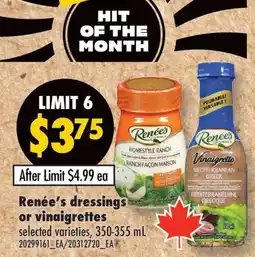 Fortinos RENÉE'S DRESSINGS OR VINAIGRETTES, 350-355 mL offer