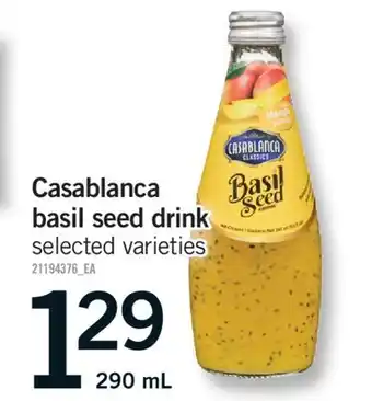 Fortinos CASABLANCA BASIL SEED DRINK, 290 ML offer