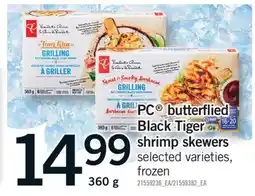 Fortinos PC BUTTERFLIED BLACK TIGER SHRIMP SKEWERS, 360 G offer