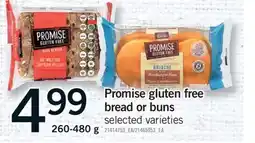 Fortinos PROMISE GLUTEN FREE BREAD OR BUNS, 260-480 G offer