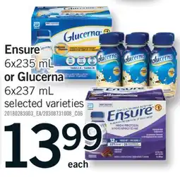 Fortinos ENSURE, 6X235 ML OR GLUCERNA, 6X237 ML offer