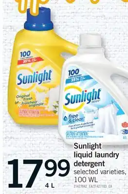 Fortinos SUNLIGHT LIQUID LAUNDRY DETERGENT, 4 L offer