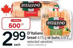 Fortinos D'ITALIANO BREAD, 675 G OR BUNS, 6/8' S offer