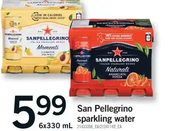 Fortinos SAN PELLEGRINO SPARKLING WATER, 6X330 ML offer