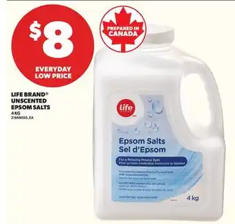 Loblaws LIFE BRAND UNSCENTED EPSOM SALTS 4KG offer
