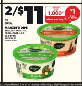 Loblaws MARZETTI DIPS, 254-340 G offer