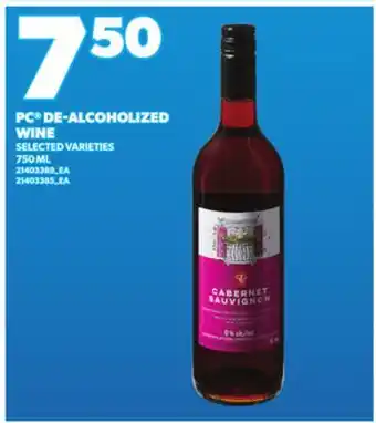 Loblaws PC DE-ALCOHOLIZED WINE, 750 ML offer