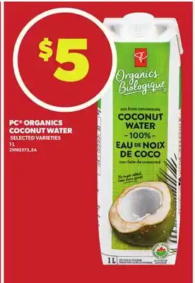 Loblaws PC ORGANICS COCONUT WATER, 1 L offer