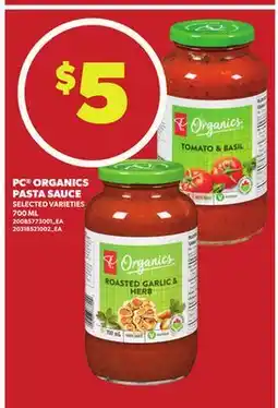 Loblaws PC ORGANICS PASTA SAUCE 700ML offer