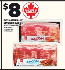 Loblaws PC NATURALLY SMOKED BACON, 375-500 G offer