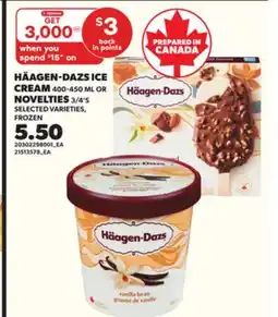 Loblaws HÄAGEN-DAZS ICE CREAM 400-450 ML OR NOVELTIES 3/4'S offer