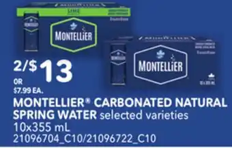 Loblaws MONTELLIER CARBONATED NATURAL SPRING WATER, 10x355 mL offer