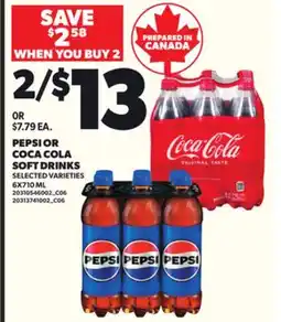 Loblaws PEPSI OR COCA COLA SOFT DRINKS, 6X710 ML offer