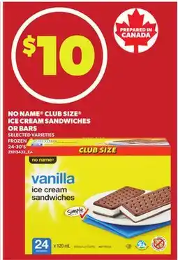 Loblaws NO NAME CLUB SIZE ICE CREAM SANDWICHES OR BARS, 24-30'S offer