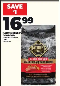 Loblaws NATURE'S RECIPE DOG FOOD 1.8KG offer