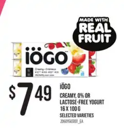Loblaws IÖGO CREAMY, 0% OR LACTOSE-FREE YOGURT 16X100G offer