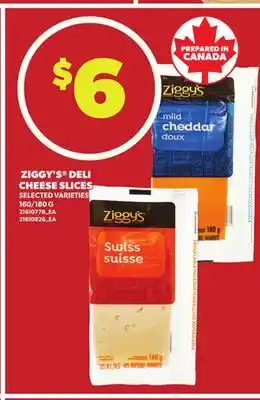 Loblaws ZIGGY'S DELI CHEESE SLICES, 160/180 G offer
