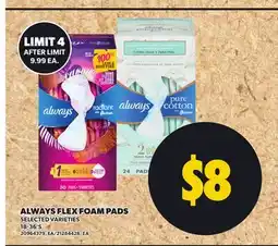 Loblaws ALWAYS FLEX FOAM PADS, 18-36'S offer