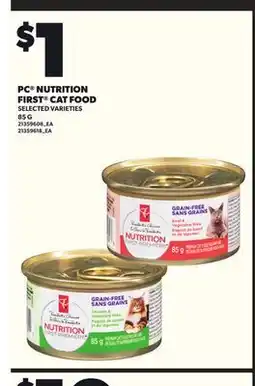 Loblaws PC NUTRITION FIRST CAT FOOD, 85 G offer